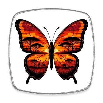 Sunset Butterfly Savannah - Square fridge magnet - white - Front