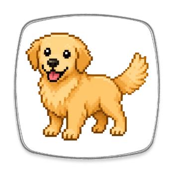 Mignon Golden Retriever – Chien rétro en pixel art - Magnet carré - blanc - Devant