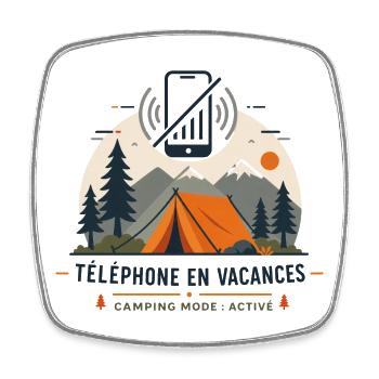 Camping Mode Active - Humour Vacances & Bivouac - Magnet carré - blanc - Devant