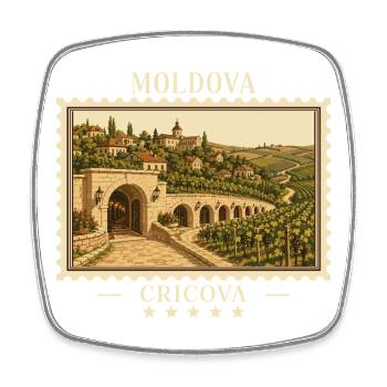 Moldau Cricova Vintage Reisemarke - Viereckiger Kühlschrankmagnet - Weiß - Vorne
