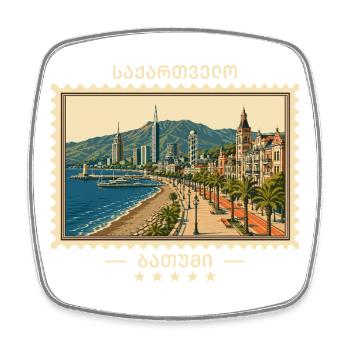 Georgien Batumi Vintage Reisemarke - Viereckiger Kühlschrankmagnet - Weiß - Vorne