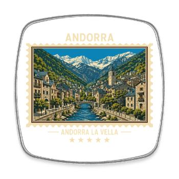 Andorra Andorra la Vella Vintage Reisemarke - Viereckiger Kühlschrankmagnet - Weiß - Vorne