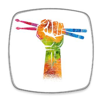 Poing arc en couleur éclatant - Magnet carré - blanc - Devant