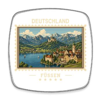 Deutschland Füssen Vintage Reisemarke - Viereckiger Kühlschrankmagnet - Weiß - Vorne