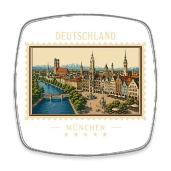 Deutschland München Vintage Reisemarke - Viereckiger Kühlschrankmagnet - Weiß - Vorne