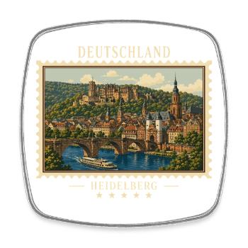 Deutschland Heidelberg Vintage Reisemarke - Viereckiger Kühlschrankmagnet - Weiß - Vorne