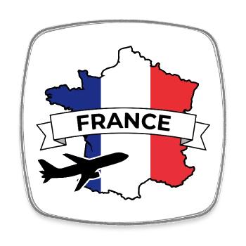 France Tricolore: Avion et Bannière - Magnet carré - blanc - Devant