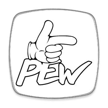 Graphique de la main Pew Pew - Magnet carré - blanc - Devant