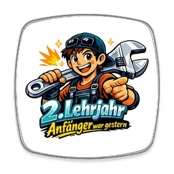 2. Lehrjahr - Anfänger war gestern - Viereckiger Kühlschrankmagnet - Weiß - Vorne