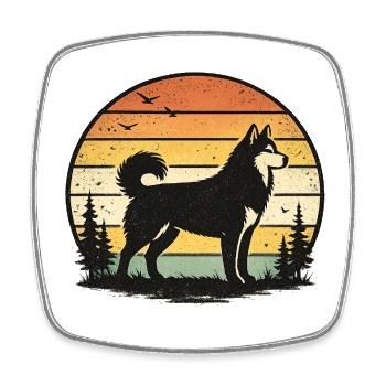 Husky Retro Sunset - Magnet carré - blanc - Devant