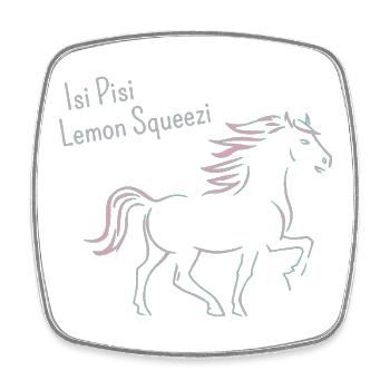 Isi Pisi Lemon Squeezi - Pink - by Maison Bichon - Square fridge magnet - white - Front