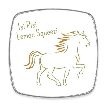 Isi Pisi Lemon Squeezi - Orange - par Maison Bichon - Magnet carré - blanc - Devant