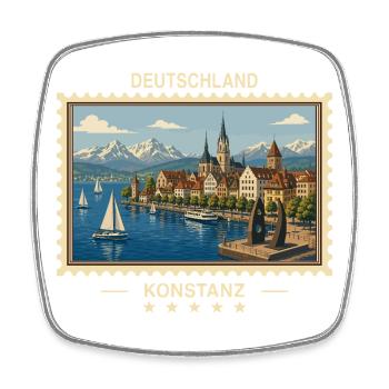 Deutschland Konstanz Vintage Reisemarke - Viereckiger Kühlschrankmagnet - Weiß - Vorne