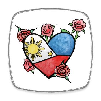 Cœur du drapeau philippin avec des roses - Magnet carré - blanc - Devant