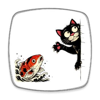 Poisson koi carpe carpe koi chat koi - Magnet carré - blanc - Devant