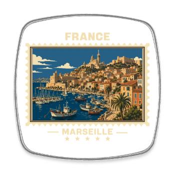 France Marseille Vintage Travel Brand - Magnet carré - blanc - Devant