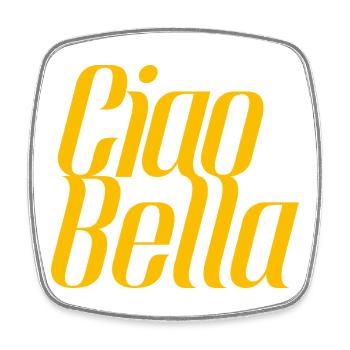 Ciao Bella Italy Saying – Minimal Typo Design - Square fridge magnet - white - Front