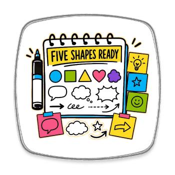 FIVE SHAPES READY - Square fridge magnet - white - Front