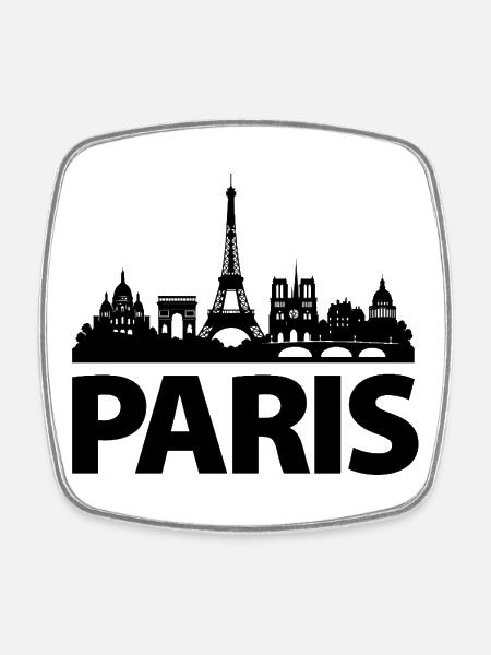 PARIS Skyline - Viereckiger Kühlschrankmagnet - Weiß