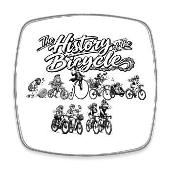 Die Geschichte des Fahrrads – Vintage Radfahrer - Viereckiger Kühlschrankmagnet - Weiß - Vorne