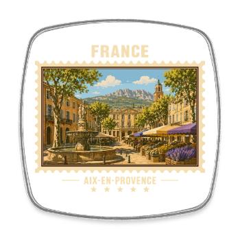 Frankreich Aix-en-Provence Vintage Reisemarke - Viereckiger Kühlschrankmagnet - Weiß - Vorne