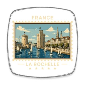 Frankreich La Rochelle Vintage Reisemarke - Viereckiger Kühlschrankmagnet - Weiß - Vorne