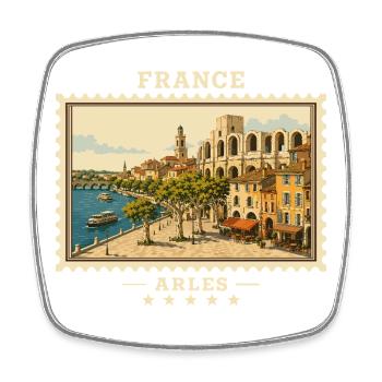 Frankreich Arles Vintage Reisemarke - Viereckiger Kühlschrankmagnet - Weiß - Vorne