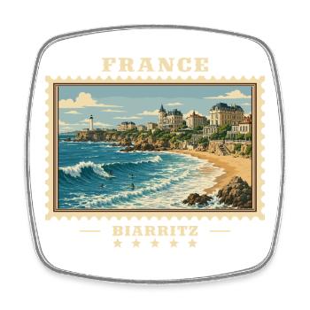 Frankreich Biarritz Vintage Reisemarke - Viereckiger Kühlschrankmagnet - Weiß - Vorne