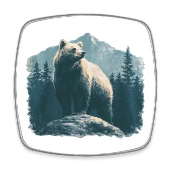 Bär Vintage - Viereckiger Kühlschrankmagnet - Weiß - Vorne