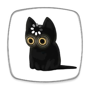 Schwarze Katze mit leuchtenden Augen - Viereckiger Kühlschrankmagnet - Weiß - Vorne