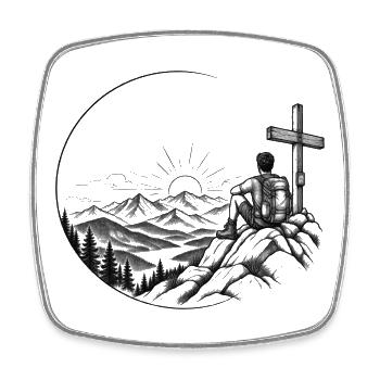 Wanderer am Gipfel - Viereckiger Kühlschrankmagnet - Weiß - Vorne