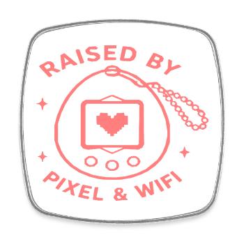 Aufgewachsen mit Pixel & Wifi - Viereckiger Kühlschrankmagnet - Weiß - Vorne