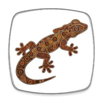 Gecko_braun - Viereckiger Kühlschrankmagnet - Weiß - Vorne
