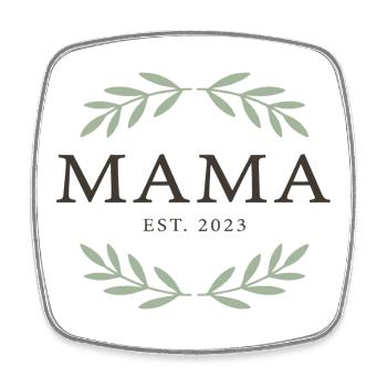 Mama Est. 2023 Laurels - Viereckiger Kühlschrankmagnet - Weiß - Vorne