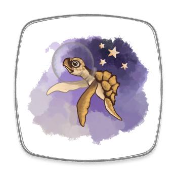Cosmic Sea Turtle Explorer - Viereckiger Kühlschrankmagnet - Weiß - Vorne