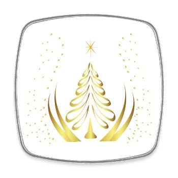 Goldene Weihnachtsbaum-Silhouette - Viereckiger Kühlschrankmagnet - Weiß - Vorne