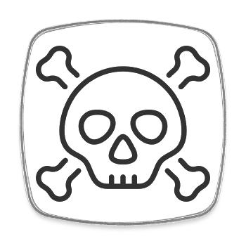 Totenkopf-und-Knochen-Linien-Symbol - Viereckiger Kühlschrankmagnet - Weiß - Vorne
