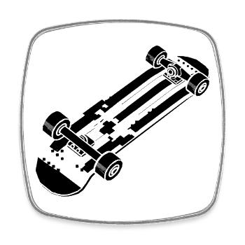 Cartoon Skateboarding - Viereckiger Kühlschrankmagnet - Weiß - Vorne
