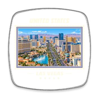 Vereinigte Staaten Las Vegas Vintage Reisemarke - Viereckiger Kühlschrankmagnet - Weiß - Vorne