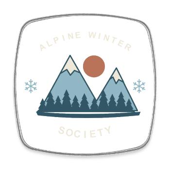 Alpine Winter Society - Viereckiger Kühlschrankmagnet - Weiß - Vorne