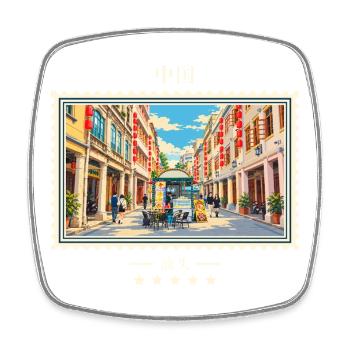 China Shantou Vintage Reisemarke - Viereckiger Kühlschrankmagnet - Weiß - Vorne