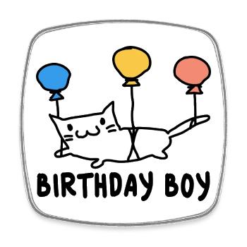 Runder Geburtstag Geschenk Katze mit Ballons - Viereckiger Kühlschrankmagnet - Weiß - Vorne
