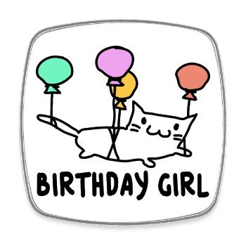 Katze mit Ballons Birthday Girl Geschenk - Viereckiger Kühlschrankmagnet - Weiß - Vorne