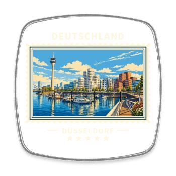 Deutschland Düsseldorf Vintage Reisemarke - Viereckiger Kühlschrankmagnet - Weiß - Vorne