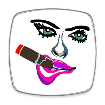 Neon Lippen Pop-Art Zigarre - Viereckiger Kühlschrankmagnet - Weiß - Vorne