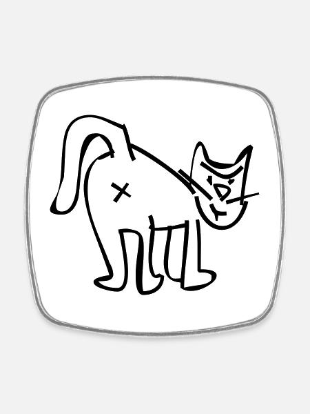 CAT - Square fridge magnet - white