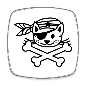 pirate kitty - Square fridge magnet - white - Front