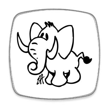 Elephant - Square fridge magnet - white - Front
