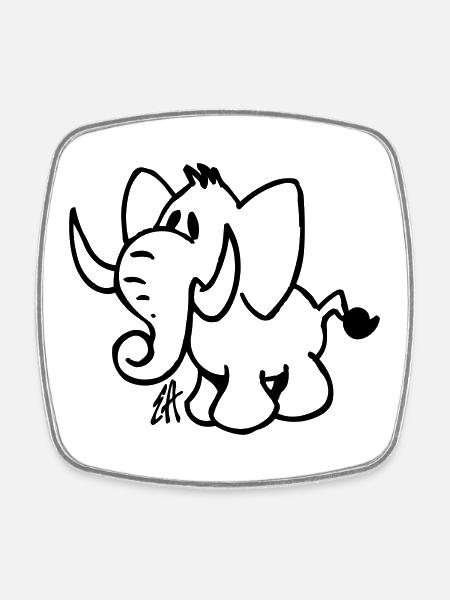 Elephant - Square fridge magnet - white