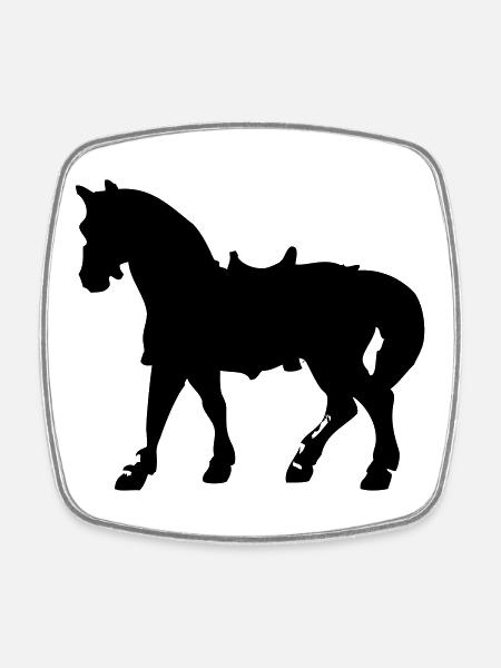 Cheval - Magnet carré - blanc